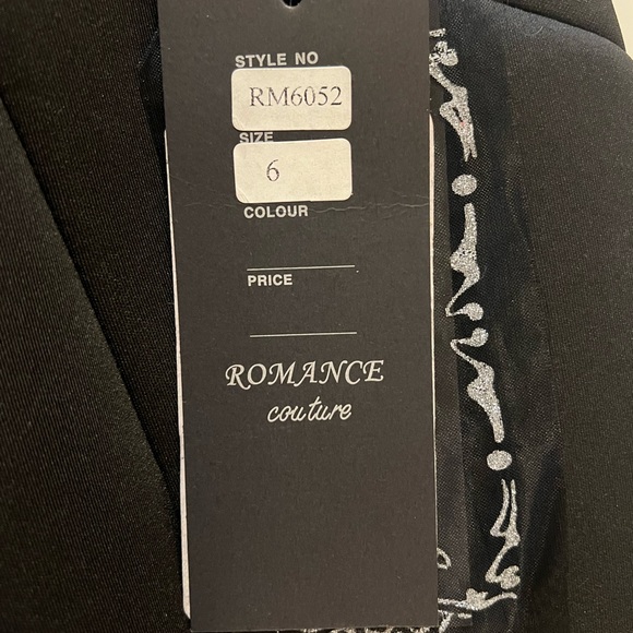 Romance Couture NWT size 6 evening gown in black with rhinestone detail. - Picture 3 of 7